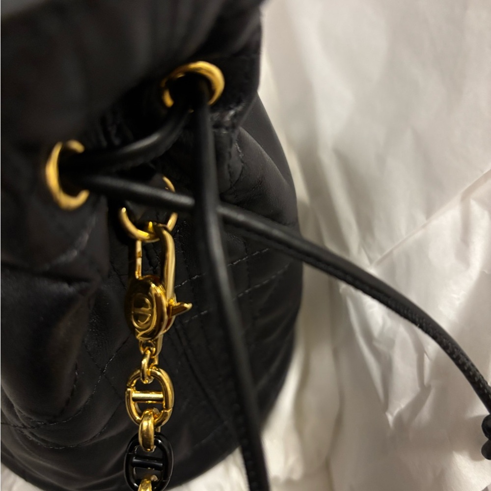 Christian Dior Black Caro Pouch Lambskin Drawstring Bag - Picture 7 of 8